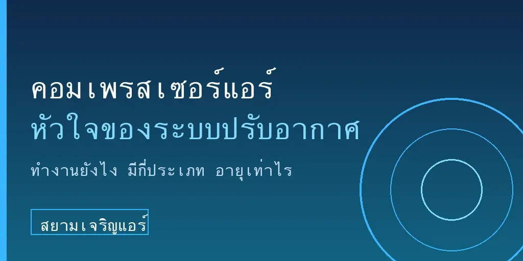 ภาพประกอบบทความอธิบายหลักการทำงานคอมเพรสเซอร์แอร์ Rotary Scroll และ Reciprocating โดยสยามเจริญแอร์