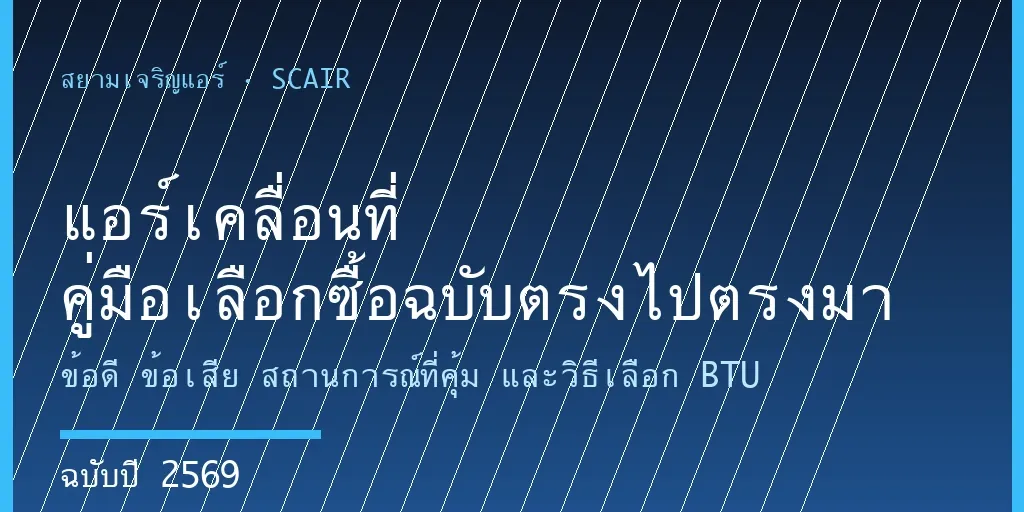 การ์ดปกคู่มือเลือกซื้อแอร์เคลื่อนที่ เทียบ TCL Hisense Midea Aconatic ติดแบรนด์ scair.co.th โดยสยามเจริญแอร์